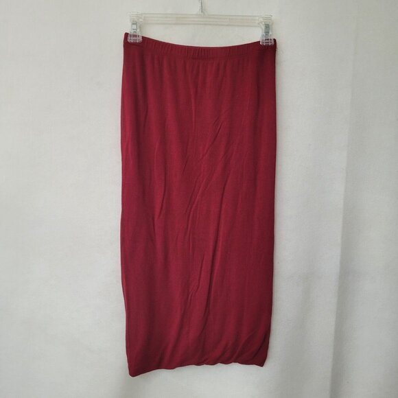 Poetry Skirt Womens S Red Double Knit Long Straight Pencil Elastic Waist Stretch - Picture 2 of 6